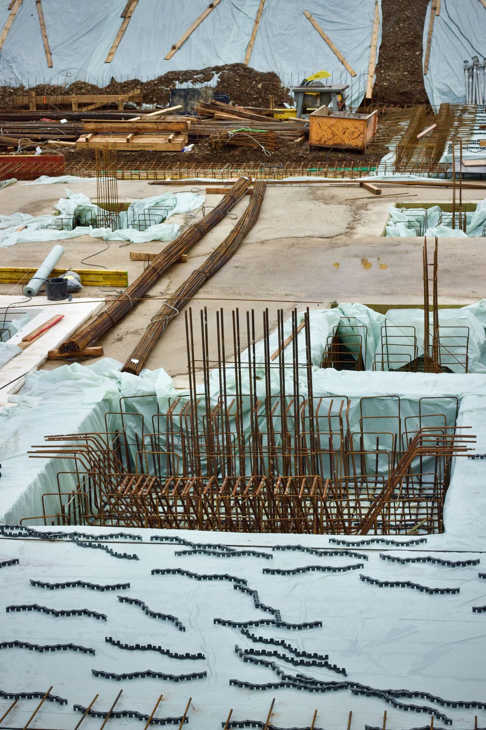 Concept photograph. Steel in a foundation.