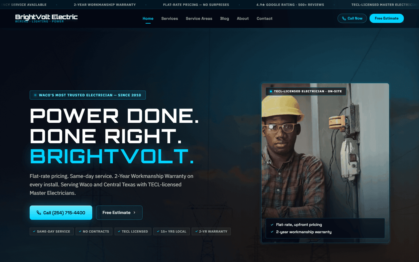 Electrical Services website template preview