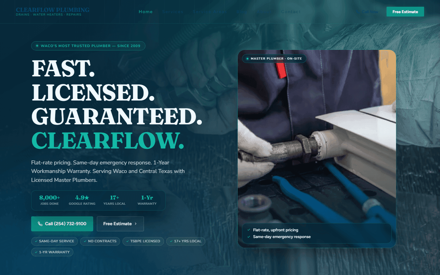 Plumbing Local website template preview