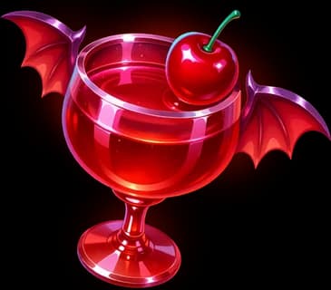 Winged cherry cocktail symbol