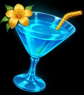 Blue flower martini symbol