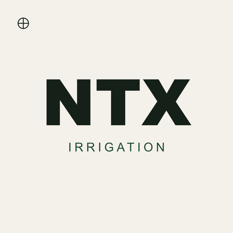 The NTX Irrigation mark used on the dashboard mockup.