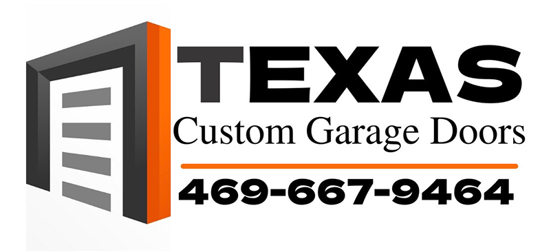 The Texas Custom Garage Doors mark used on the website mockup.
