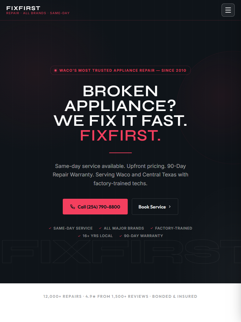 Appliance Repair on tablet