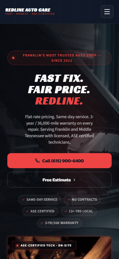 Automotive Shop on mobile