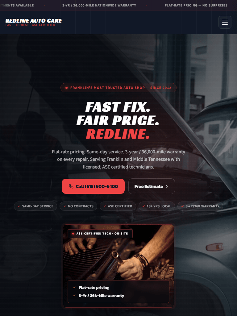 Automotive Shop on tablet