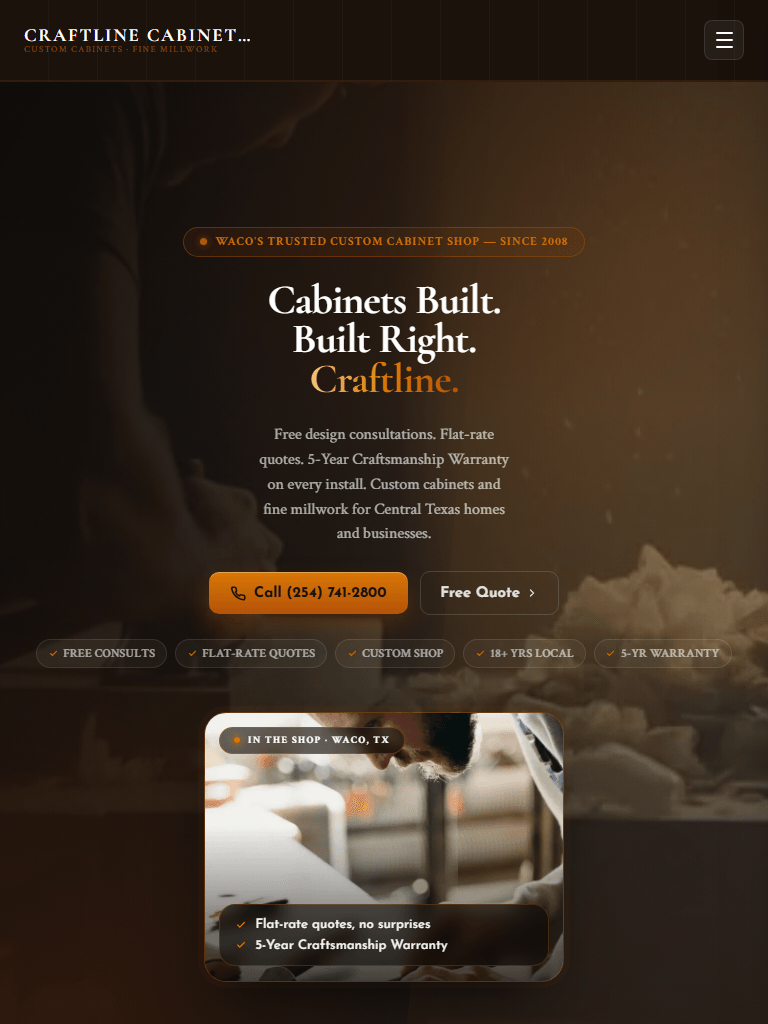 Cabinet and Millwork on tablet
