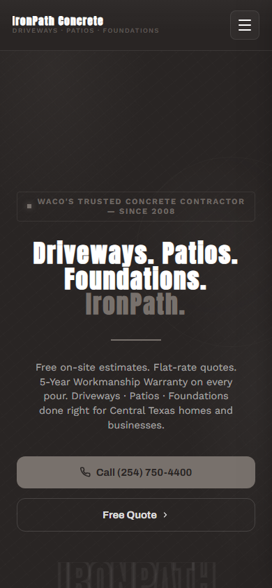 Concrete and Driveways on mobile