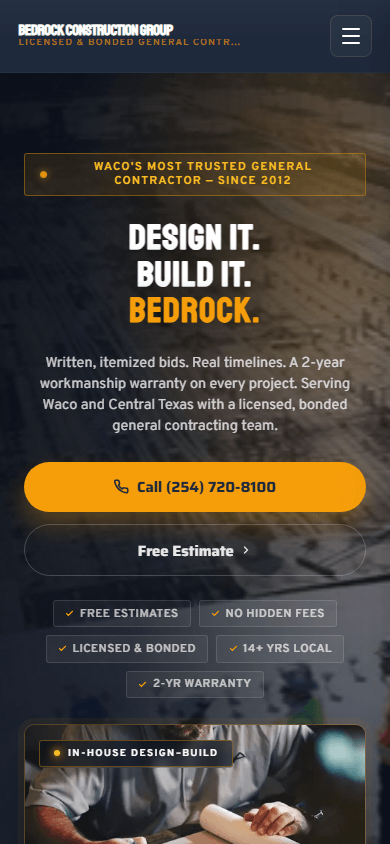 Construction Hub Template on mobile