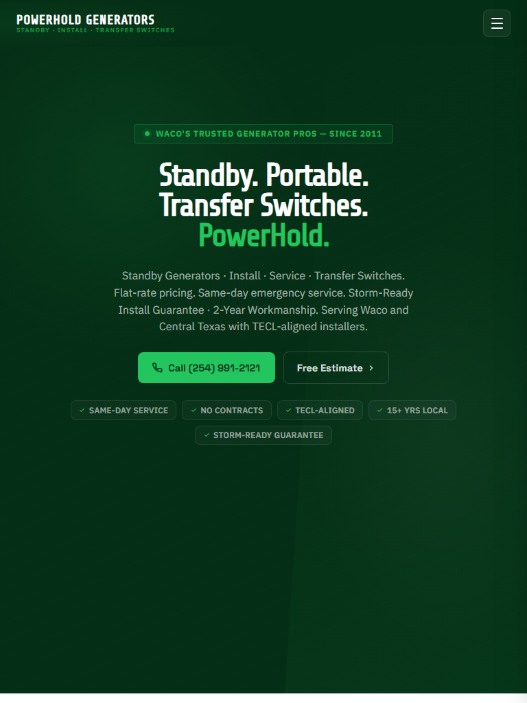 Generator Services on tablet