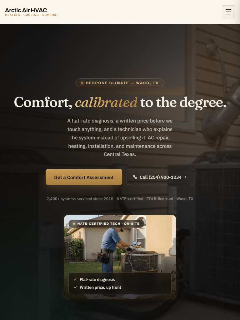 HVAC Pro Template on tablet