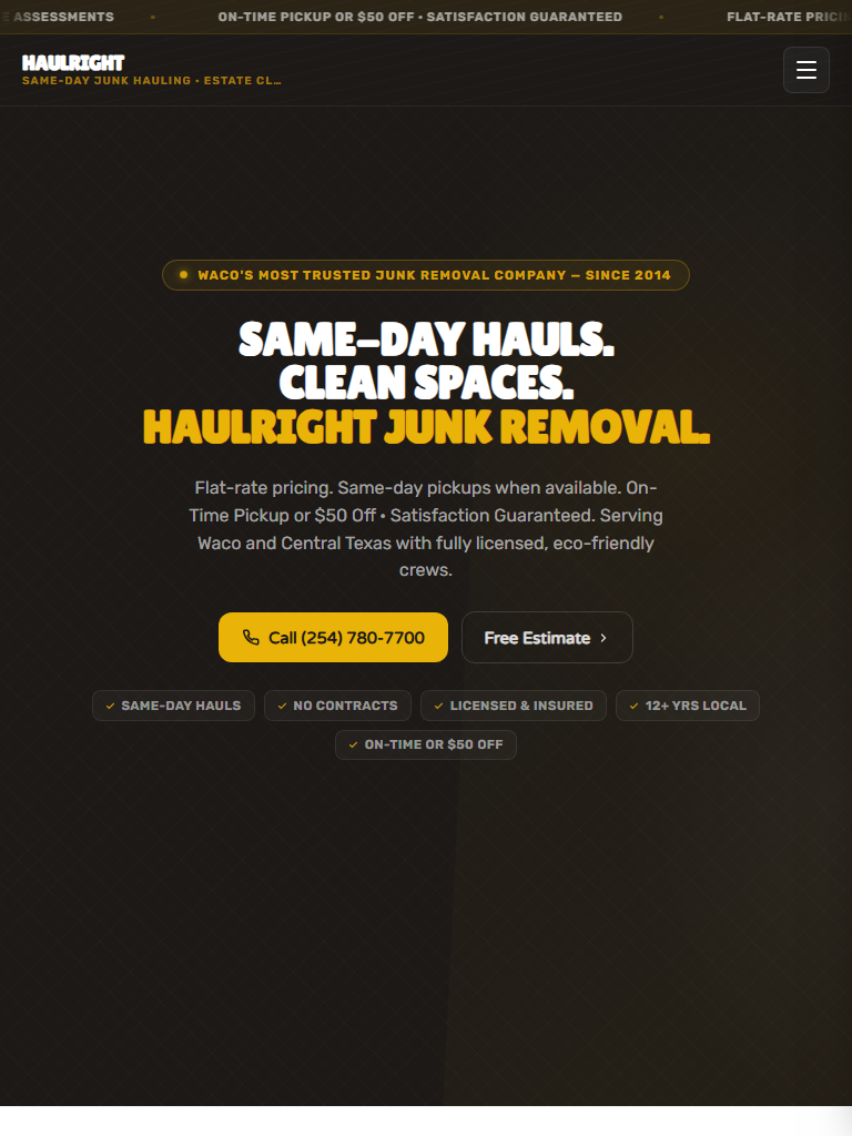 Junk Removal on tablet