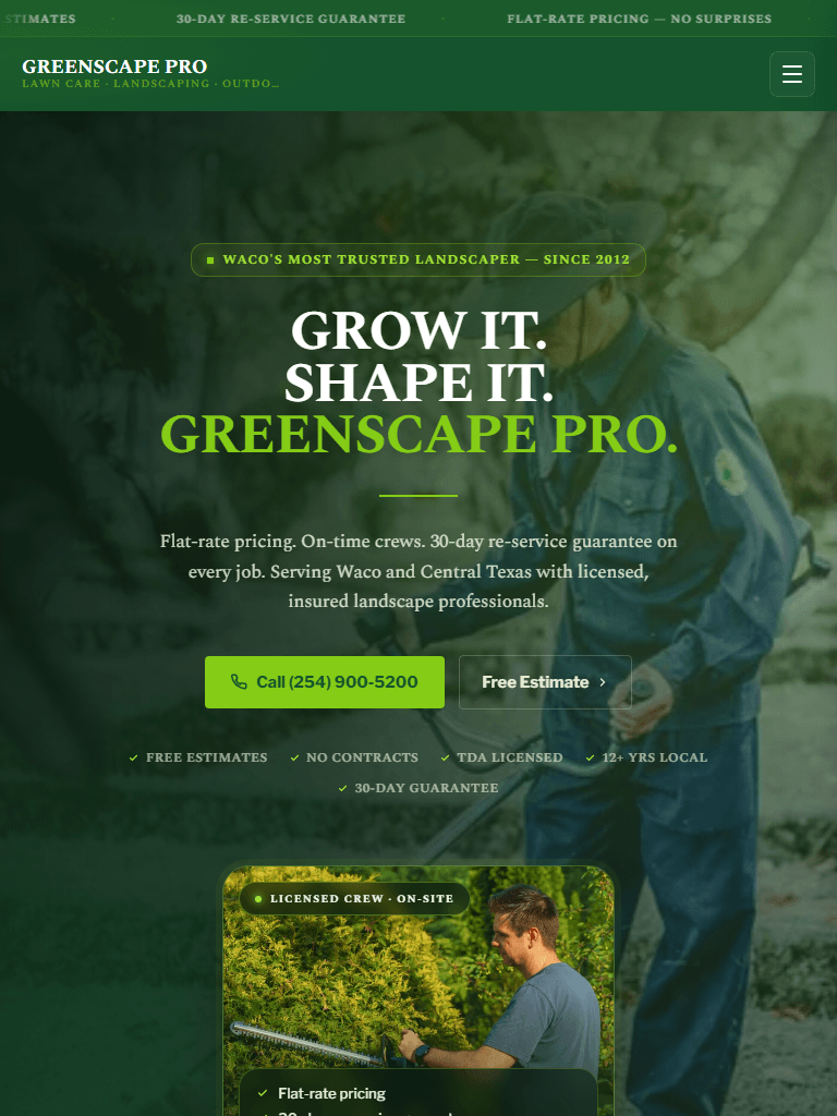 Landscaping and Lawn Care on tablet