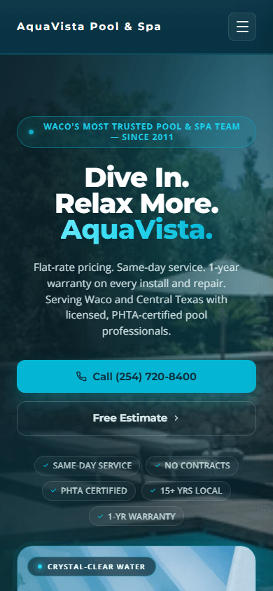 Pool and Spa Services on mobile
