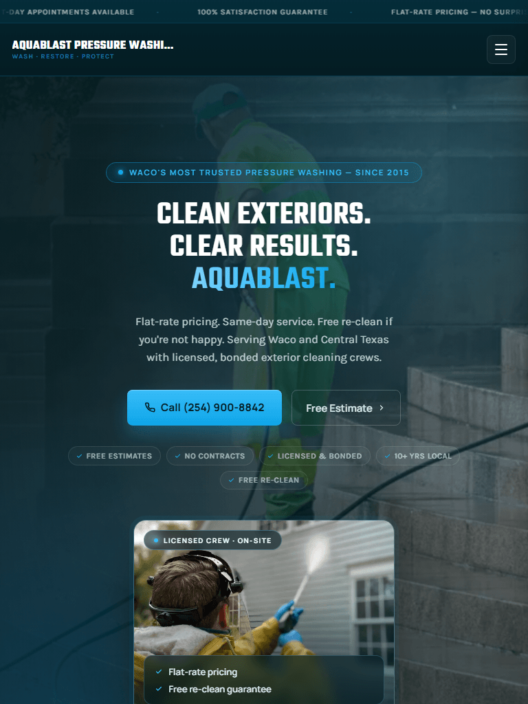 Pressure Washing and Exterior Cleaning on tablet