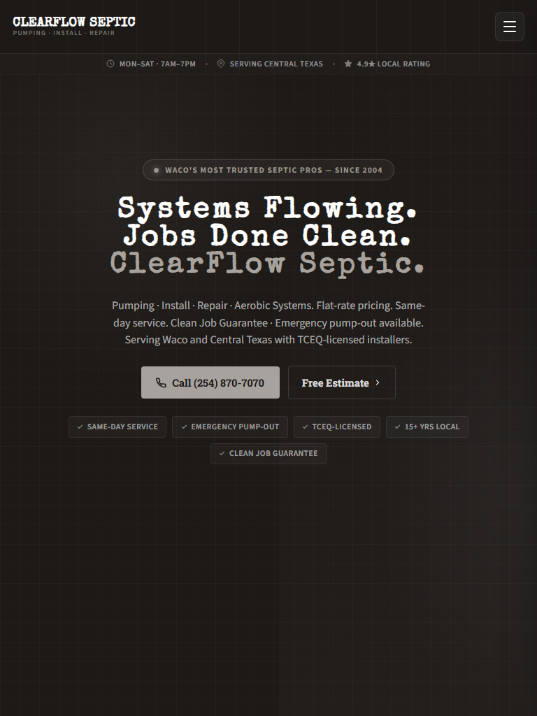 Septic Services on tablet