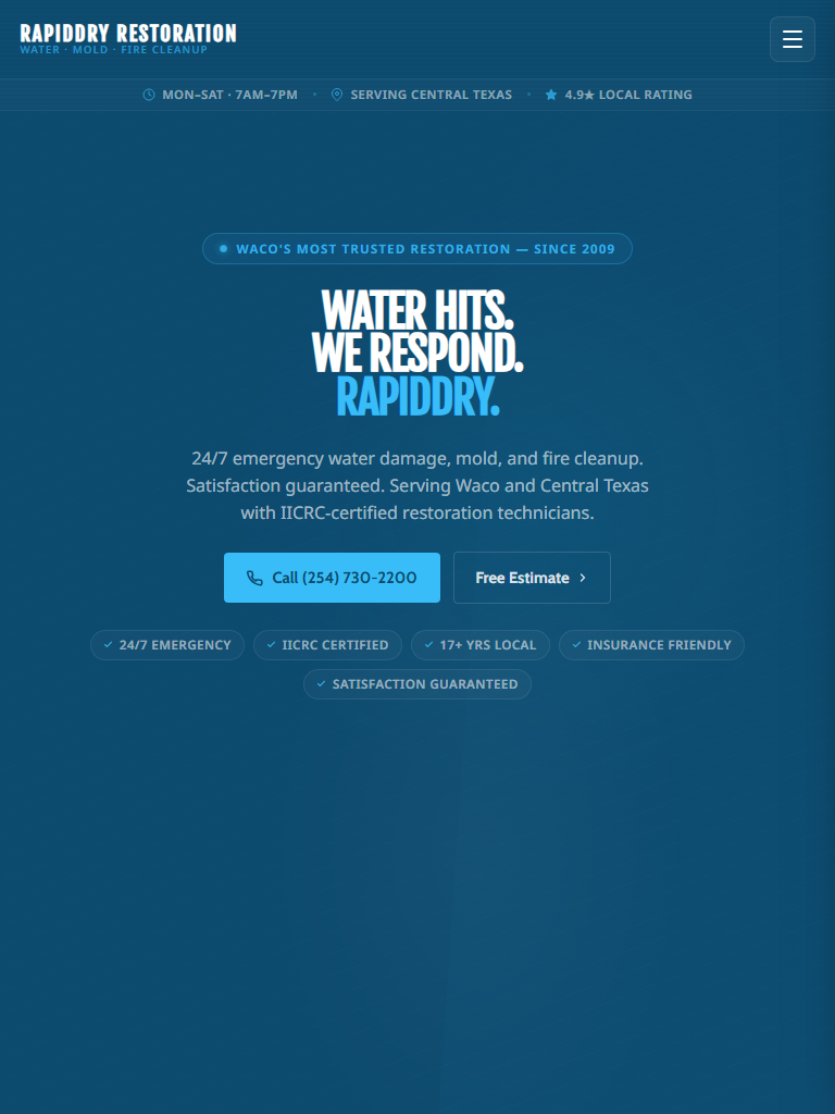 Water Damage Restoration on tablet